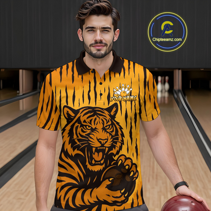 Tiger Bowling Shirts for Team Women Men Custom Bowling Jersey Polo & Quarter Zip Shirt MBL187