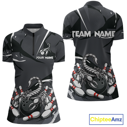 Custom Scorpio Zodiac Bowling Women Bowling Shirt Polo & Quarter-Zip Bowling Team Jerseys HNT59
