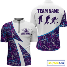 Load image into Gallery viewer, Blue Bowling Custom Men Bowling Shirt Polo &amp; Quarter-Zip Bowling Team Jerseys HNT60