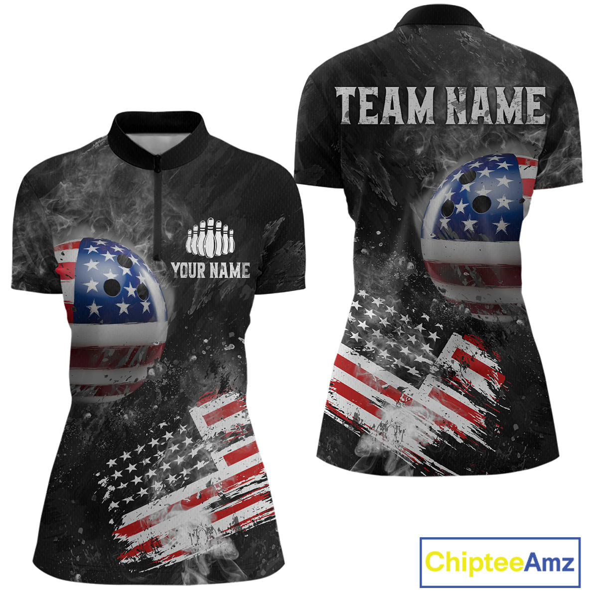 Custom American Flag Bowling Shirts Men Women Team Patriotic Bowling Jersey MBL84
