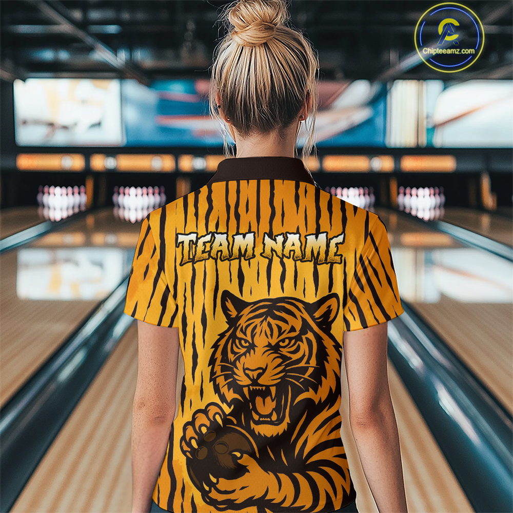 Tiger Bowling Shirts for Team Women Men Custom Bowling Jersey Polo & Quarter Zip Shirt MBL187
