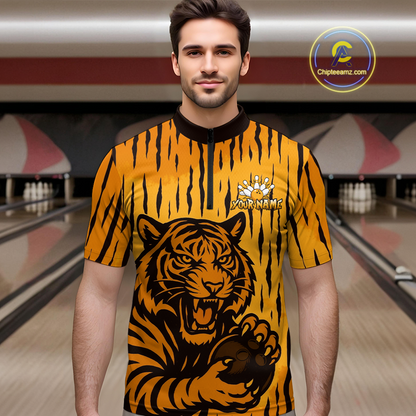 Tiger Bowling Shirts for Team Women Men Custom Bowling Jersey Polo & Quarter Zip Shirt MBL187
