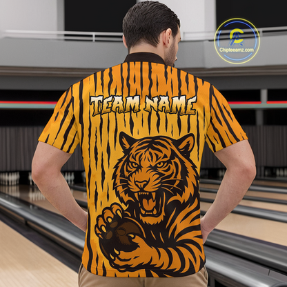 Tiger Bowling Shirts for Team Women Men Custom Bowling Jersey Polo & Quarter Zip Shirt MBL187
