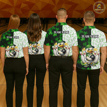 Load image into Gallery viewer, Custom Green Funny Duck Bowling Team Shirt for Men Lucky Clover St Patrick Day Bowling League Outfit QZT861