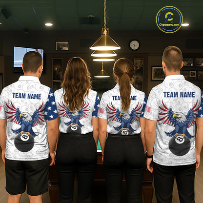 Custom American Flag White Eagle Billiards Shirt for Women 8 Ball Pool Team Jersey Billiard Outfit BHT103