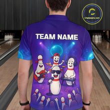 Load image into Gallery viewer, Custom Funny Bowling Pins Music Shirt Neon Bowling Jersey for Men Polo &amp; 1/4 Zip Bowling Outfit QZT788