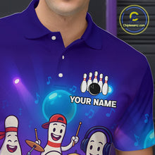 Load image into Gallery viewer, Custom Funny Bowling Pins Music Shirt Neon Bowling Jersey for Men Polo &amp; 1/4 Zip Bowling Outfit QZT788