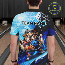 Load image into Gallery viewer, Funny Bulldog Bowling Team Shirt Custom Polo &amp; 1/4 Zip Bowling Jersey for Men Blue Bowling Unisex  QZT911
