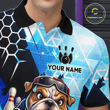Load image into Gallery viewer, Funny Bulldog Bowling Team Shirt Custom Polo &amp; 1/4 Zip Bowling Jersey for Men Blue Bowling Unisex  QZT911