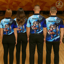 Load image into Gallery viewer, Funny Bulldog Bowling Team Shirt Custom Polo &amp; 1/4 Zip Bowling Jersey for Women Blue Bowling Unisex QZT911
