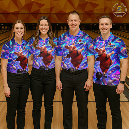 Custom Colorful Swirl Bowling Shirt Funny Pig Bowling Team Jersey for Men QZT1212