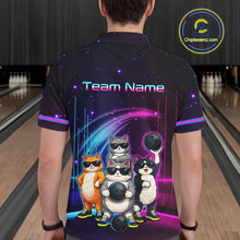Load image into Gallery viewer, Custom Team Funny Cat Bowling Shirt for Men Neon Bowling Jersey Polo &amp; Quarter-Zip Bowling Outfit QZT914
