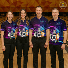 Load image into Gallery viewer, Custom Team Funny Cat Bowling Shirt for Men Neon Bowling Jersey Polo &amp; Quarter-Zip Bowling Outfit QZT914