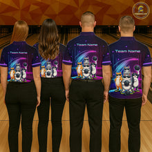 Load image into Gallery viewer, Custom Team Funny Cat Bowling Shirt for Men Neon Bowling Jersey Polo &amp; Quarter-Zip Bowling Outfit QZT914
