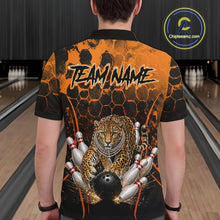 Load image into Gallery viewer, Orange Diomond Leopard Bowling Shirt for Men Custom Bowling Jersey Polo &amp; Quarter-Zip QZT1028