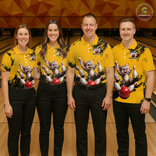 Load image into Gallery viewer, Black &amp; Yellow Funny Mouse Bowling Team Shirt for Women Custom Bowling Jersey Polo &amp; Quarter-Zip QZT1032