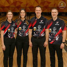 Load image into Gallery viewer, Funny Skeleton &amp; Beer Bowling Shirt Custom Red Bowling Jersey Polo &amp; 1/4 Zip Outfit for Women QZT830