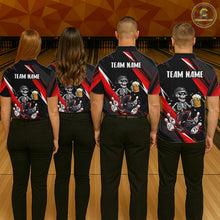 Load image into Gallery viewer, Funny Skeleton &amp; Beer Bowling Shirt Custom Red Bowling Jersey Polo &amp; 1/4 Zip Outfit for Women QZT830