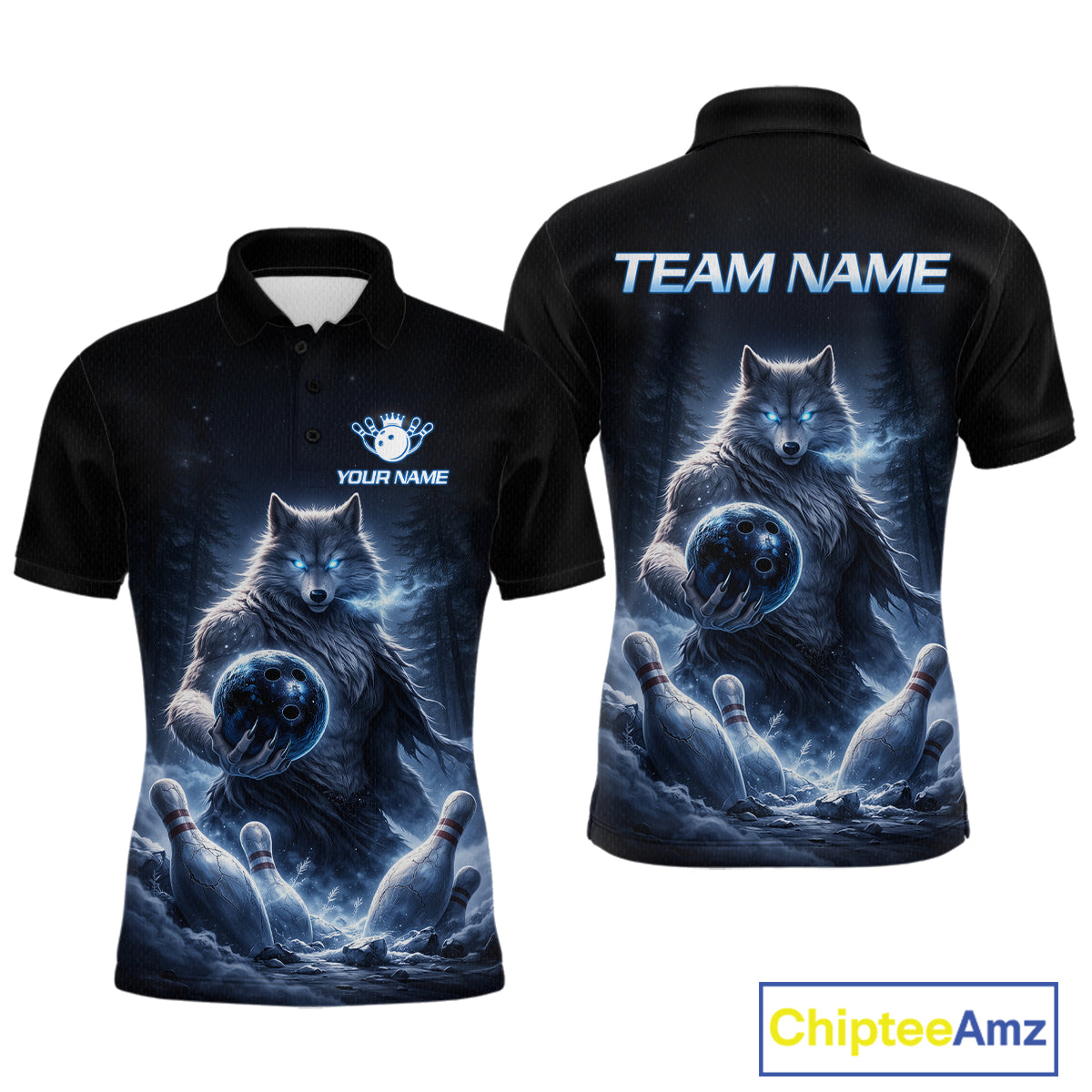 Custom Wolf Bowling Team Shirt for Men Bowling League Jersey Polo & Quarter-Zip Bowling Shirt QZT880