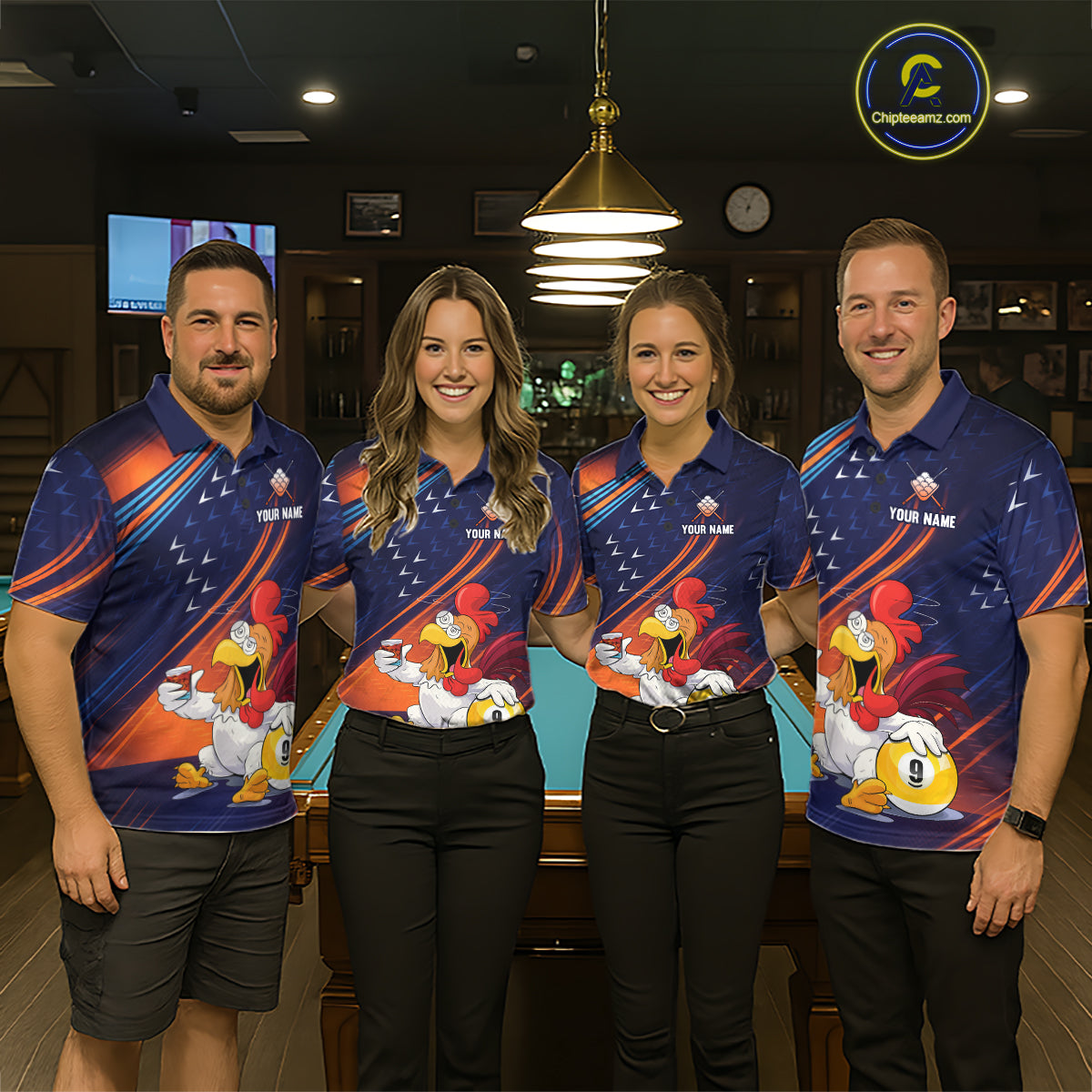 Funny Chicken Billiard Shirts for Women Custom 9 Ball Billiard Jersey Pool Shirt BHT12