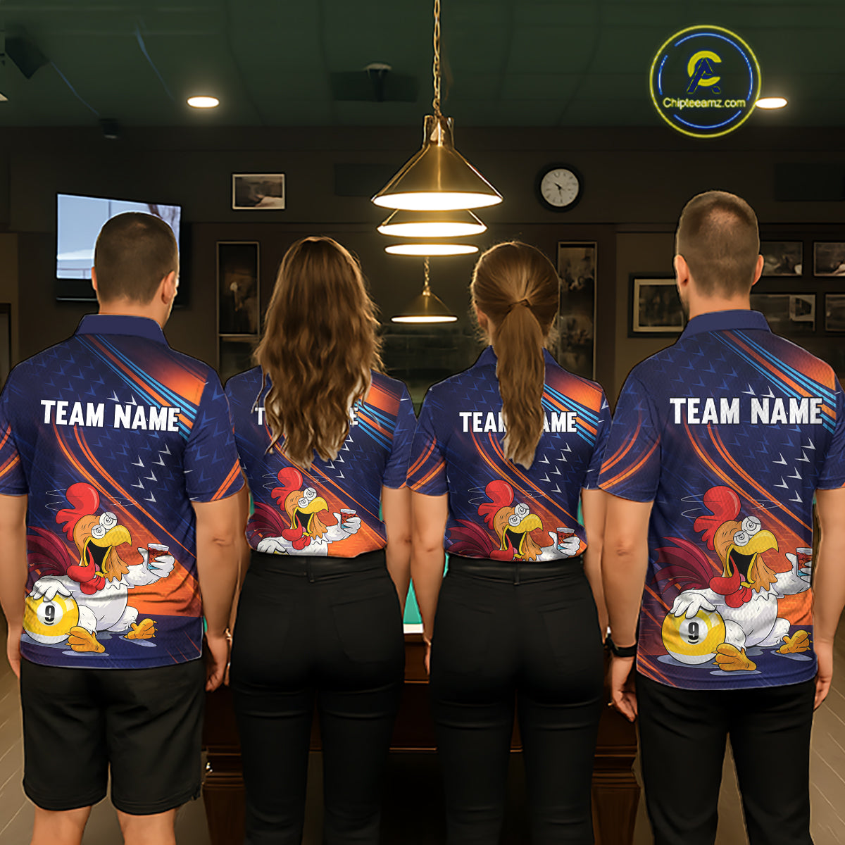 Funny Chicken Billiard Shirts for Women Custom 9 Ball Billiard Jersey Pool Shirt BHT12