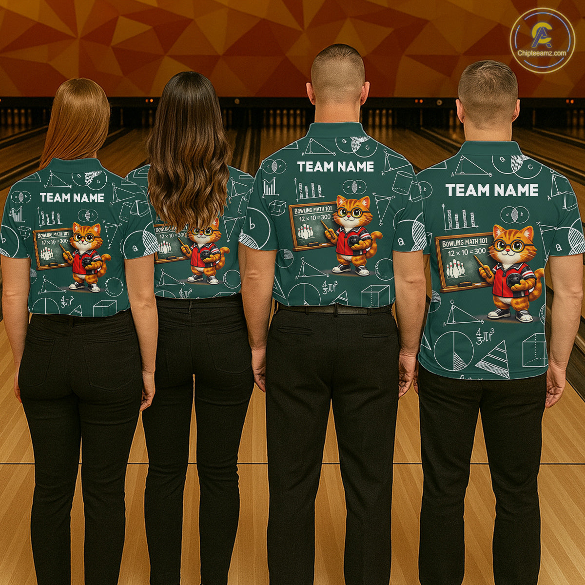 Funny Cat Bowling Math Shirt Personalized Polo & 1/4 Zip Shirt Bowling Team Jersey for Women QZT926