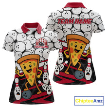 Load image into Gallery viewer, Custom Red Funny Pizza Bowling Shirt Bowling with Food for Women Polo Bowling Jersey QZT799