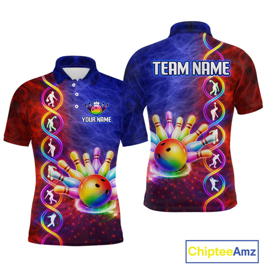 Personalized DNA Bowling Shirt for Men Bowling Team League Polo & 1/4-Zip Bowling Gift QZT854