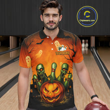Load image into Gallery viewer, Custom Orange Bowling Team Shirt for Men Funny Bowling Jersey Halloween QZT774