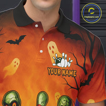 Load image into Gallery viewer, Custom Orange Bowling Team Shirt for Men Funny Bowling Jersey Halloween QZT774
