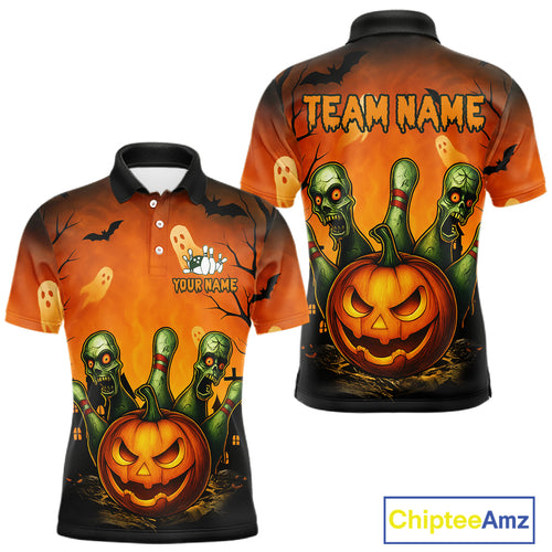 Custom Orange Bowling Team Shirt for Men Funny Bowling Jersey Halloween QZT774