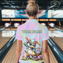 Load image into Gallery viewer, Custom Funny Bunny Bowling Team Shirt for Women Easter Bowling League Jersey Polo &amp; 1/4-Zip QZT938