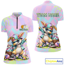 Load image into Gallery viewer, Custom Funny Bunny Bowling Team Shirt for Women Easter Bowling League Jersey Polo &amp; 1/4-Zip QZT938