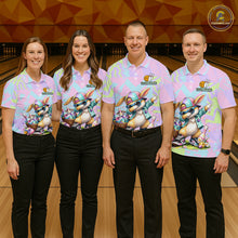 Load image into Gallery viewer, Custom Funny Bunny Bowling Team Shirt for Women Easter Bowling League Jersey Polo &amp; 1/4-Zip QZT938