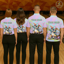 Load image into Gallery viewer, Custom Funny Bunny Bowling Team Shirt for Women Easter Bowling League Jersey Polo &amp; 1/4-Zip QZT938