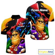 Load image into Gallery viewer, Colorful shirt with cartoon potato design and customizable text on a white background