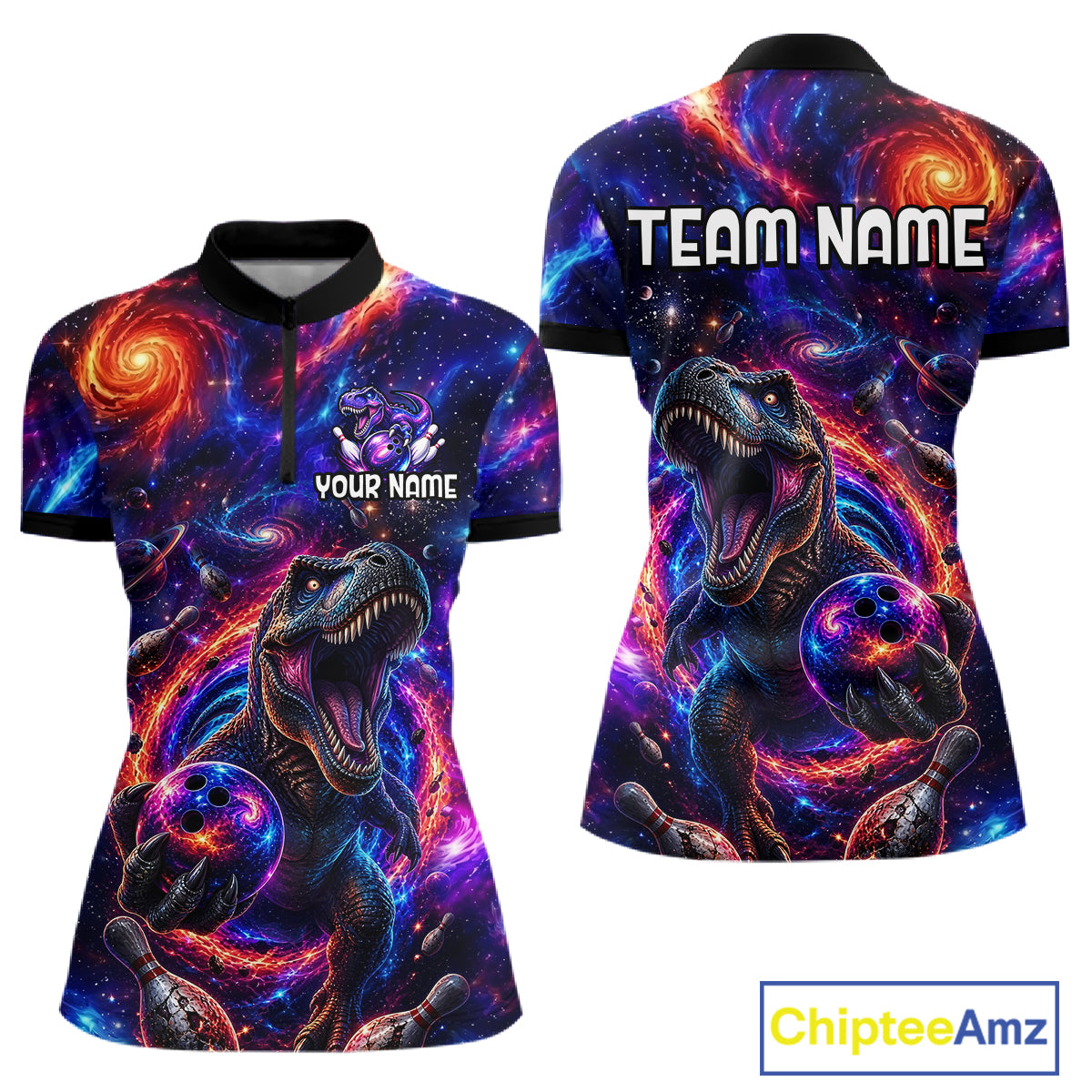 Galaxy Funny Bowling Shirt for Women Custom Bowling League Jersey Polo & Quartr-Zip QZT1022