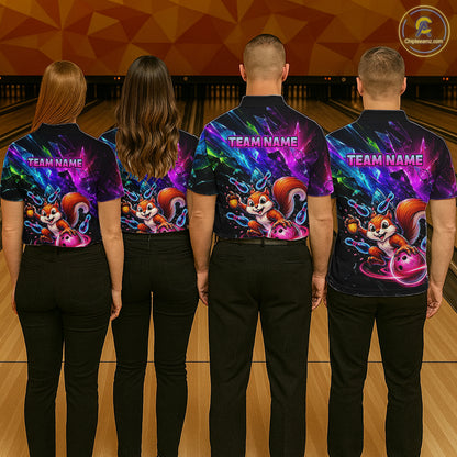 Custom Funny Squirrel Bowling Shirt, Colorful Bowling League Jersey for Women, Bowling Outfit QZT1204
