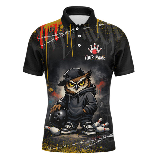 Personalized Owl Bowling Jersey Bowling Team Shirt Polo & 1/4-Zip Bowling Outfit for Men QZT865