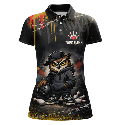 Personalized Owl Bowling Jersey Bowling Team Shirt Polo & 1/4-Zip Bowling Outfit for Women QZT865