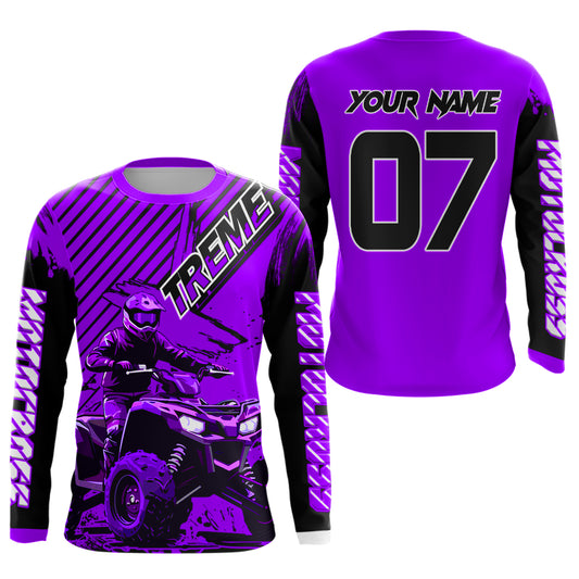 Purple ATV Racing Jersey Upf30+ Custom Motocross Jersey Men Women Extreme Riding Shirt for Kids MHT200