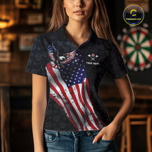 Load image into Gallery viewer, Custom American Eagle Dart Jersey for Women Dartboard Shirt Gift for Dart Players and Teams Polo &amp; 1/4-Zip DHT2