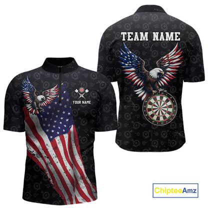 Custom American Eagle Dart Jersey for Men Dartboard Shirt Gift for Dart Players and Teams Polo & 1/4-Zip DHT2