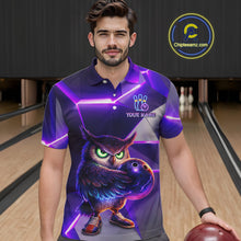 Load image into Gallery viewer, Personalized Purple Neon Owl Bowling Shirt for Men Bowling Jersey Gift for Bowler Polo &amp; 1/4-Zip QZT904