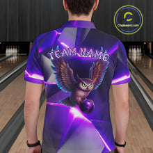 Load image into Gallery viewer, Personalized Purple Neon Owl Bowling Shirt for Men Bowling Jersey Gift for Bowler Polo &amp; 1/4-Zip QZT904