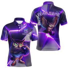 Load image into Gallery viewer, Personalized Purple Neon Owl Bowling Shirt for Men Bowling Jersey Gift for Bowler Polo &amp; 1/4-Zip QZT904