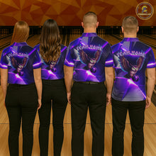 Load image into Gallery viewer, Personalized Purple Neon Owl Bowling Shirt for Men Bowling Jersey Gift for Bowler Polo &amp; 1/4-Zip QZT904