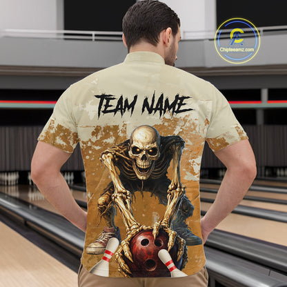 Custom Skeleton Bowling Team Shirt for Men Bowling Jersey Bowling Outfit Polo & Quarter-Zip QZT987