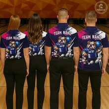 Load image into Gallery viewer, Personalized Funny Bulldog Bowling League Shirt Polo &amp; 1/4 Zip Navy Bowling Jersey for Women QZT910