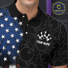 Load image into Gallery viewer, Black polo shirt with white star pattern and 'Your Name' text on a blurred background